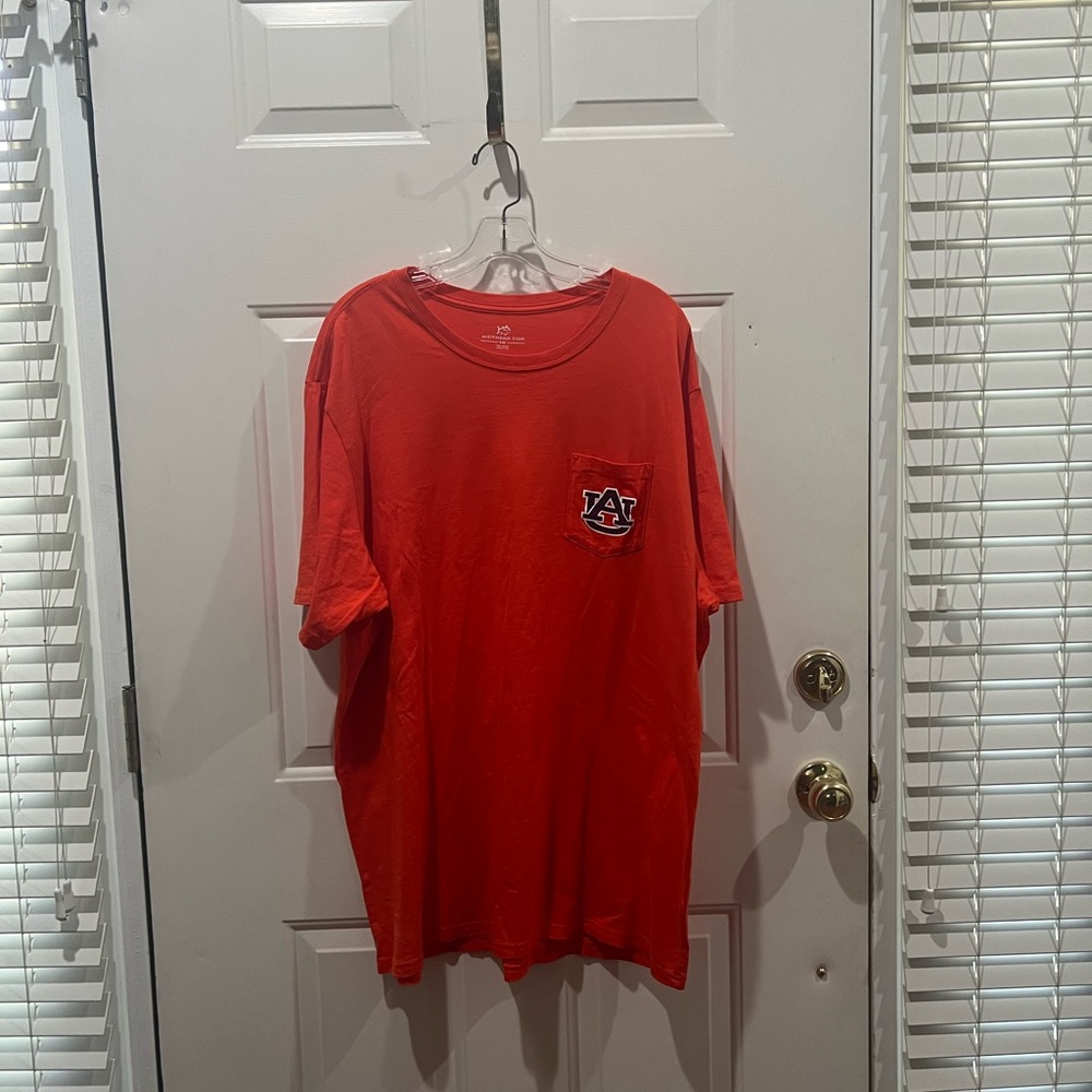 Southern Tide Orange Short-Sleeve Pocket Tee with AU Logo